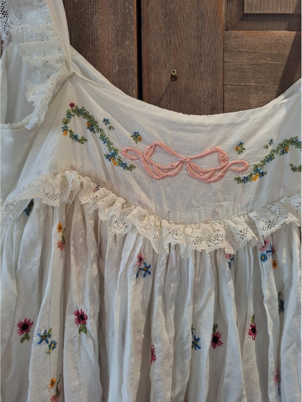 Free People cotton peasant dress. Starlight babydoll, Large. Retail $300, - Picture 2 of 9